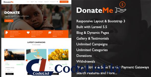 DonateMe v1.1 – Crowdfunding Laravel Script