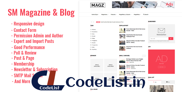 SM – Magazine News & Blog Script