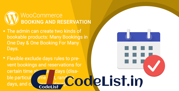 Booking And Reservation Plugin for WooCommerce v1.0