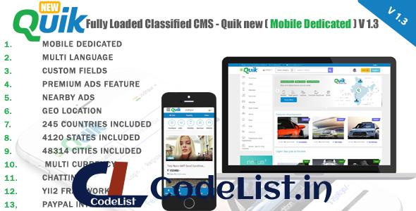 Quik new v1.3 – Fully Loaded Classified Ads CMS