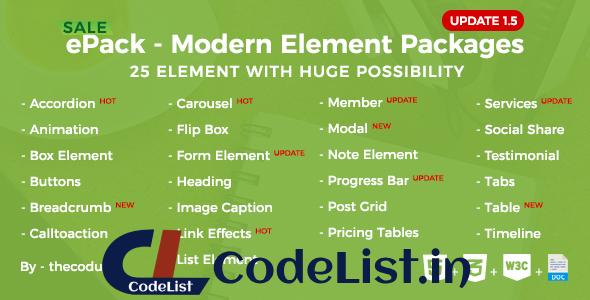 ePack v1.5 – 25 CSS3 Ultimate Element Packages