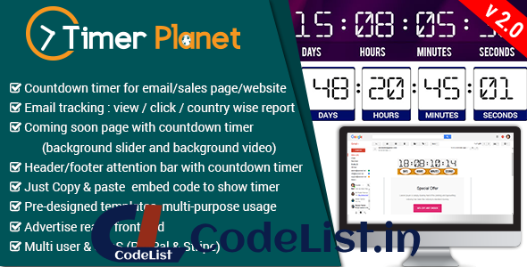 TimerPlanet v2.0 – email,website & attention bar countdown timer