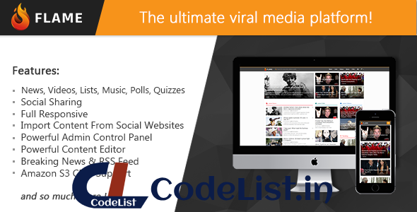 Flame v1.3 – News, Viral Lists, Quizzes, Videos, Polls and Music – nulled