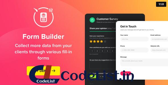 Form Builder v1.1.0 – WordPress Form plugin