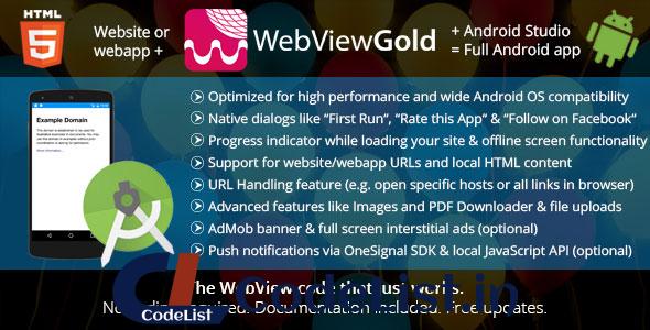 WebViewGold for Android v4.5 – WebView URL/HTML to Android app + Push, URL Handling, APIs & much more!