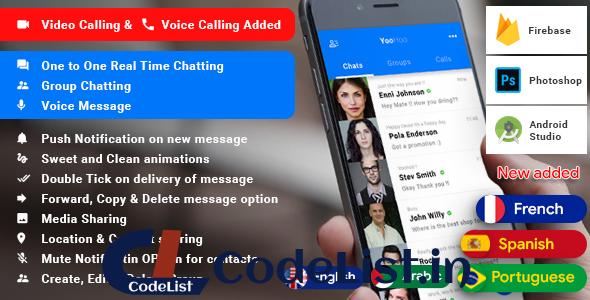 YooHoo v5.3 – Android Chatting App with Voice/Video Calls, Voice messages + Groups -Firebase | Complete App