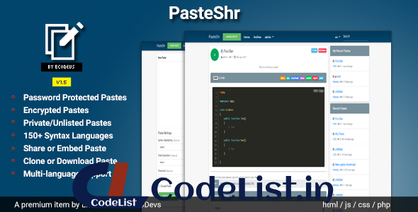 PasteShr v1.5 – Text Hosting & Sharing Script