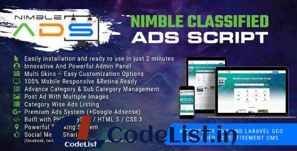 Nimble Classified Ads Script v1.19 – PHP And Laravel Geo Classified Advertisement CMS