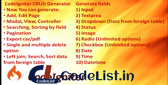 CodeIgniter CRUD Generator v1.0