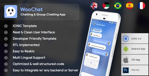 WooChat v0.0.1 – Modern Chat & Group Chatting Android + iOS App Template