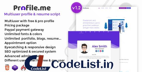 Profile.me v1.2 – Multiuser Profile & Resume Script – nulled