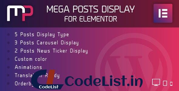 Mega Posts Display for Elementor v1.0 – Premium WordPress Plugin