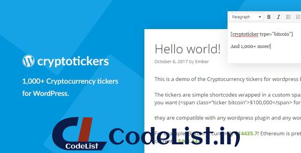 Cryptocurrency Tickers v1.0 – 1,000+ Crypto Price Tickers for WordPress