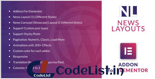 News Layouts for Elementor v1.0 – WordPress Plugin