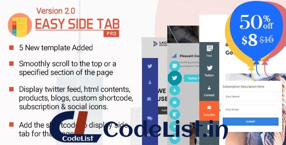 Easy Side Tab Pro v2.0.6 – Responsive Floating Tab Plugin For WordPress