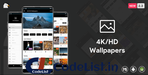 4K/HD Wallpaper Android App (Google Material Design + Admob + Firebase Push Noti + PHP Backend) v2.8