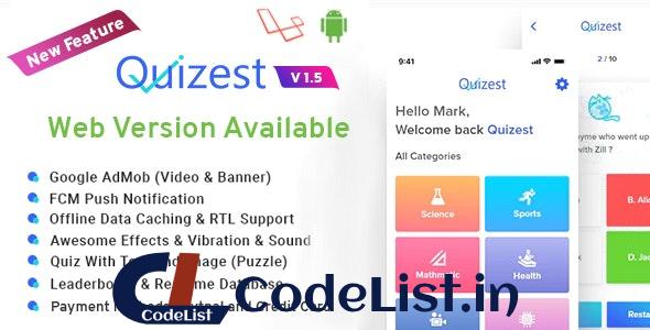 Quizest v1.5 – Complete Quiz Solutions With Android App And Interactive Admin Panel