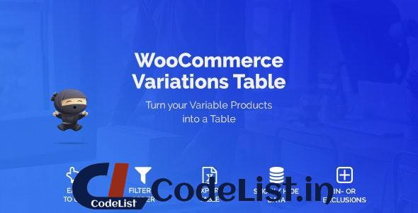 WooCommerce Variations Table v1.2.4