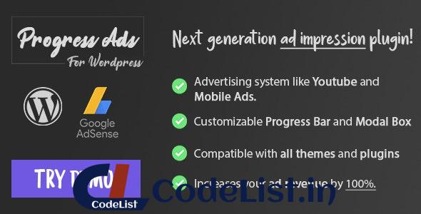 Progress Ads v1.0.0 – WordPress Skippable Ads Plugin