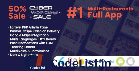 Food Delivery Flutter + PHP Laravel Admin Panel v1.4