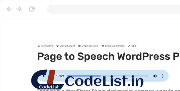 Speaker v3.3.9 – Page to Speech Plugin for WordPress