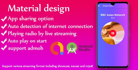 Single Radio android Radio app + admob v1.0