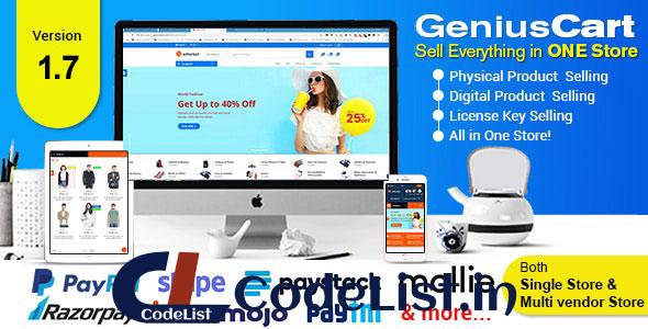 GeniusCart v1.7 – Single or Multivendor Ecommerce System with Physical and Digital Product Marketplace