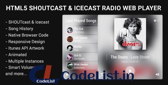 HTML5 Shoutcast & Icecast Radio Web Player v1.2