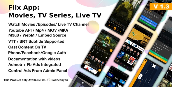 Flix App v1.3 – Movies – TV Series – Live TV Channels – TV Cast