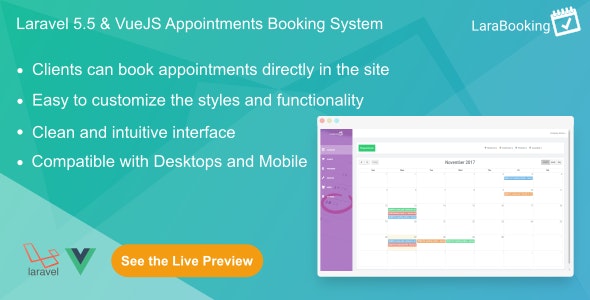 LaraBooking v1.0.1 – Laravel Appointments Booking System