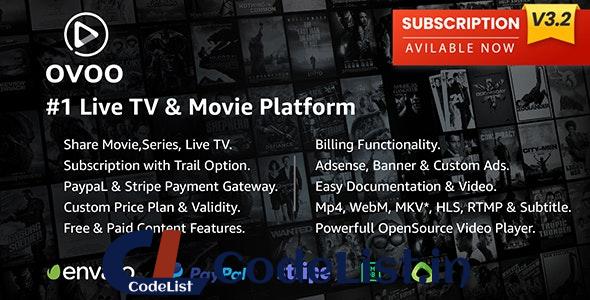 OVOO v3.2.0 – Live TV & Movie Portal CMS with Membership System – nulled