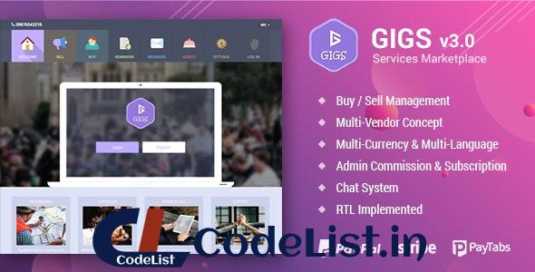 Gigs v3.1 – Services Marketplace – Fiverr & Freelancer Clone – Multi Vendor – nulled