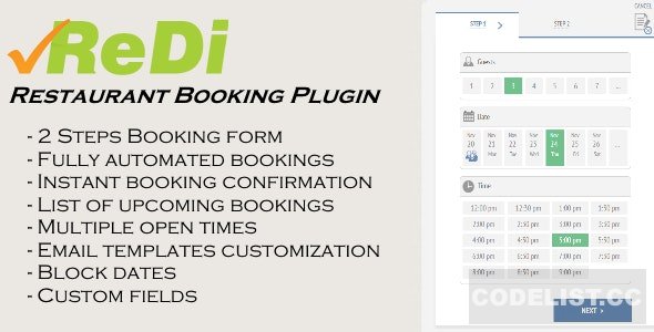 ReDi v19.1219 – Restaurant Booking plugin for WordPress