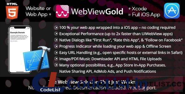 WebViewGold for iOS v7.2 – WebView URL/HTML to iOS app + Push, URL Handling, APIs & much more!