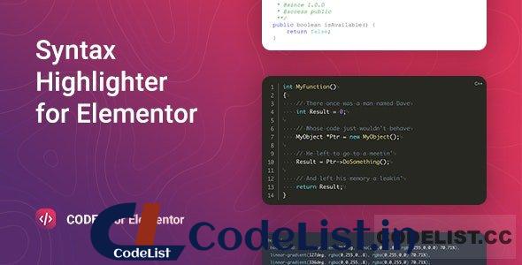 Coder v1.0.9 – Syntax Highlighter for Elementor