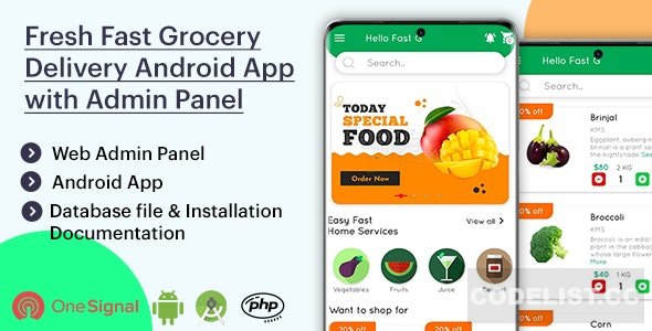 Fresh Fast Grocery Delivery Android App with Interactive Admin Panel v1.1