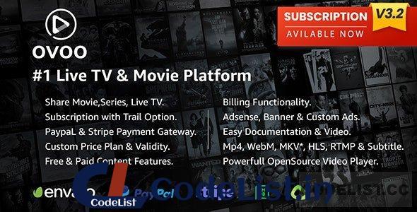 OVOO v3.2.4 – Live TV & Movie Portal CMS with Membership System – nulled