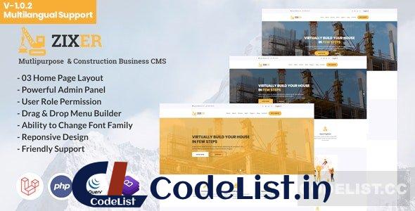 Zixer v1.0.2 – Multipurpose Website & Construction Business Company CMS – nulled