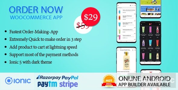 Order Now Mobile app for WooCommerce ionic 5 v1.5