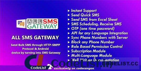 All SMS Gateway v2.1 – Send Bulk SMS through HTTP-SMPP Protocol & Android Phone by Turning into Gateway