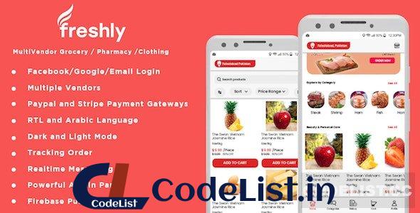 Freshly v1.0 – Native Multi Vendor Grocery, Food, Pharmacy, Store Delivery Mobile App