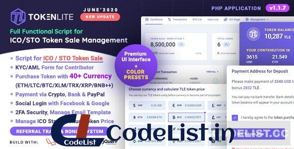 TokenLite v1.1.3 – ICO / STO Token Sale Management Dashboard – ICO Admin Script