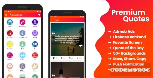 Premium Quotes v1.1 – Android Quotes App With Firebase Admin Panel