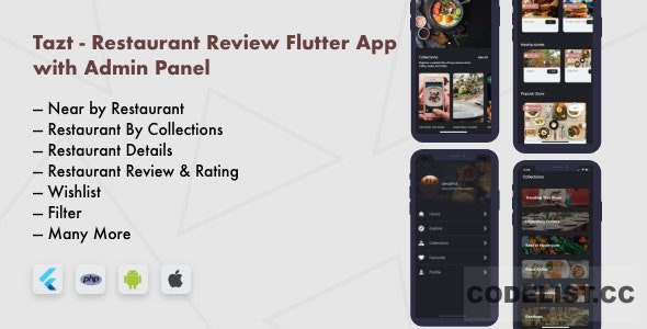 Tazt v1.0.0 – Restaurant Review Flutter App with Admin Panel