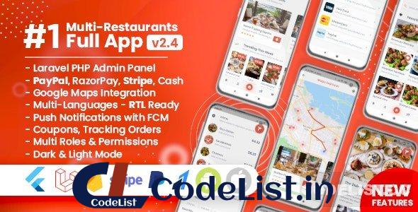 Food Delivery Flutter + PHP Laravel Admin Panel v2.4.1