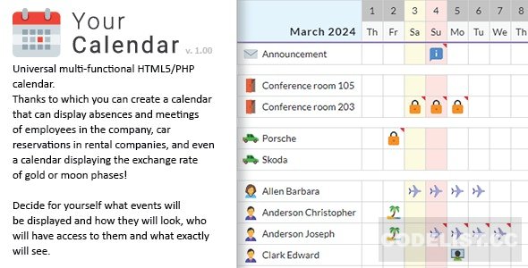 Your Calendar v1.0 – Universal multi-functional calendar. Team, rental, multipurpose calendar