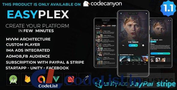 EasyPlex v1.1 – Movies – Live Streaming – TV Series, Anime