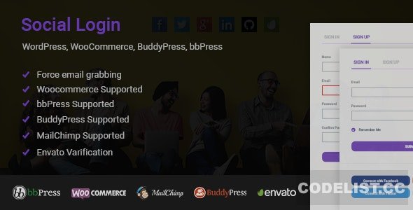 Social Login for WordPress WooCommerce BuddyPress bbPress v1.6.0