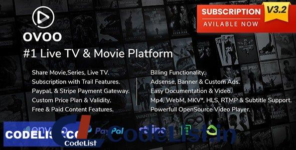 OVOO v3.2.6 – Live TV & Movie Portal CMS with Membership System – nulled