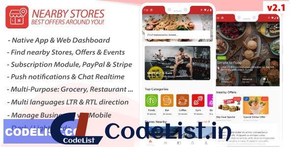 Nearby Stores Android v2.1 – Offers, Events, Multi-Purpose, Restaurant, Market – Subscription & WEB Panel